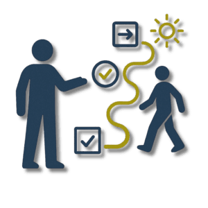 a man and child walking and walking